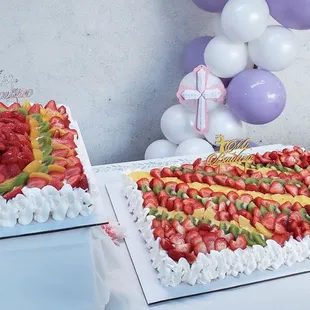 a table with a variety of desserts