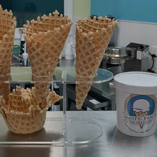 Waffle cones and pint containers