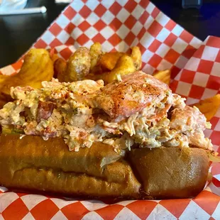 Lobster Po'Boy and Cajun fries