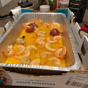 All the uncleaned shrimp we left behind.