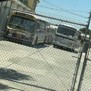 Bus museum from the locked gate.