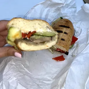 Roasted zucchini, portobello mushrooms, red peppers, onions, w feta cheese and lemon aioli. This is last meal on earth category good!