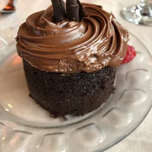 Dessert was like an oversized cupcake.