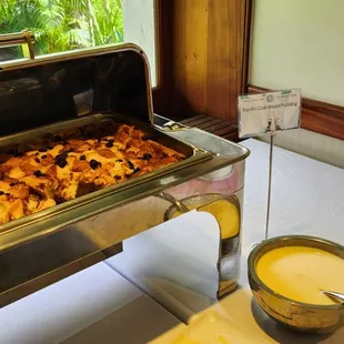 bread pudding with vanilla sauce