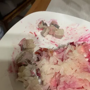 Not cleaned fish, bones not removed.