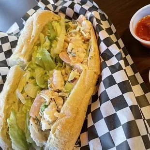 Shrimp and lobster salad sandwich