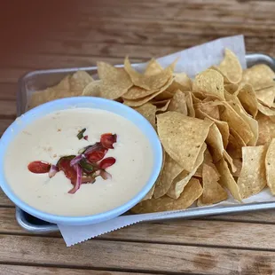 a bowl of quesadilla and chips