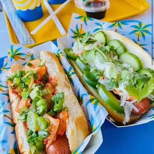 Kimchi hot dog and Banh Mi dog