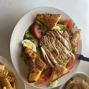 Chicken Caesar salad ft. Crinkle cut fries