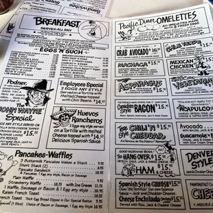 breakfast menu and drinks