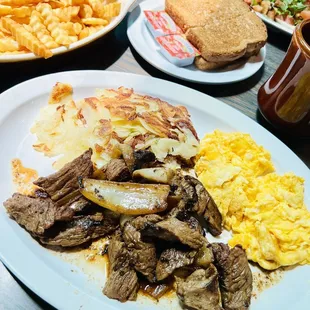 Marinated Steak Bits and Eggs