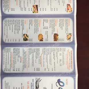 Dine in is open, and this is the menu,