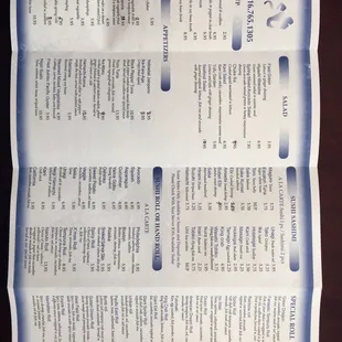 a menu for a restaurant