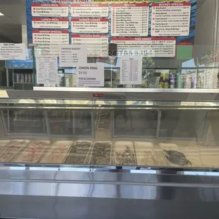 a display of different types of fish