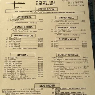 menu