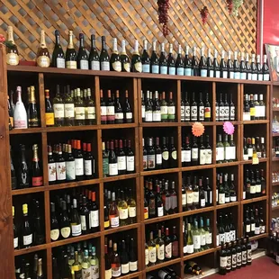a wide selection of wine bottles
