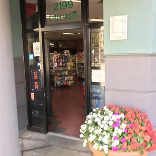 the entrance to the store