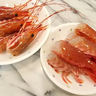 Prepping live Amaebi ($35.95/lbs).  Super fresh and delicious! 6/30/2022