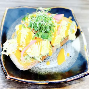 Avocado Toast with scrambled eggs