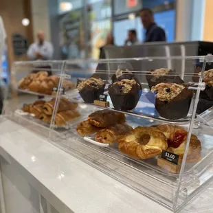 a variety of pastries on display