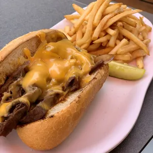 Delightfully messy, our classic version of a Philly cheesesteak is the type of sandwich you will crave all week!