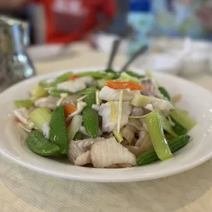 Fish stirred fry fresh noodles