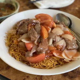 Pan Fried Tomato Beef Noodles