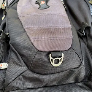 Soaked backpack from sitting on the floor which became flooded.