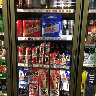 a variety of beverages on display