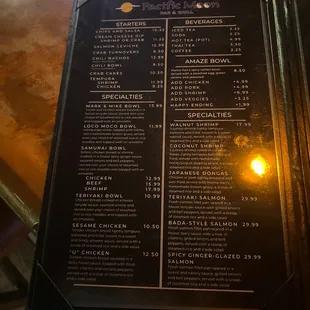 the menu