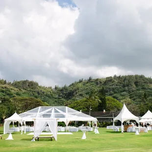 Tent set up at Loulu Palm Estate on the North Shore of Oahu