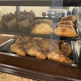 Blueberry muffins, chocolate muffins and pastries available