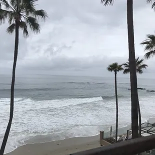 Ocean view sitting on the patio at Surf-n-Sand with coffee  &amp; croissant