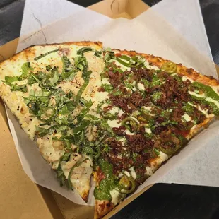 Ranch chicken, and spicy pesto with added Jalapeño