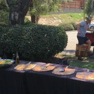 Catering at a park.