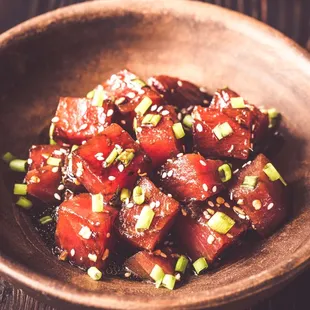 Our ahi tuna is freshly sourced from Hawaii. Then marinated in spices and home-made sauces. You will love the taste!