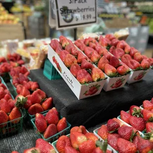 a display of fresh strawberries