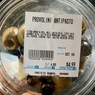 olives in a plastic container