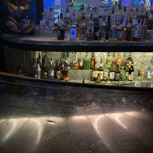 a bar with bottles of alcohol