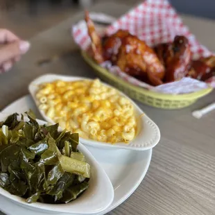 two plates of food on a table