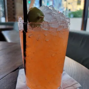 Strawberry rhubarb aperol spritz
