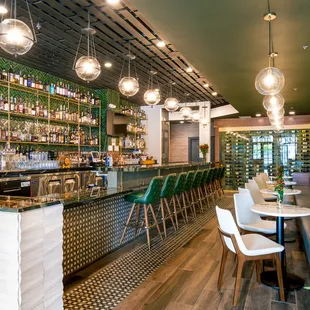 The bar at Pacific Standard Prime steakhouse in Redondo Beach. Enjoy sustainable and organic wines, hand-crafted cocktails and 300+ whiskeys