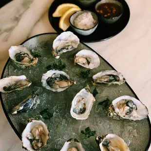 Oysters on the Half Shell at Pacific Standard Prime steakhouse in Redondo Beach