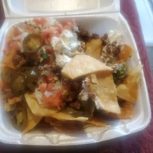 Nachos with ground beef. But NO CHEESE!