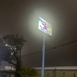 street sign at night