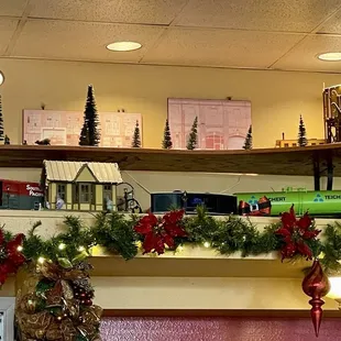 12.08.24 Train track town decorated for the holidays.