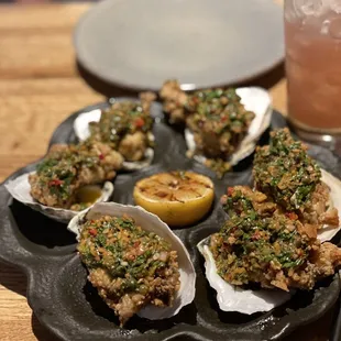 Fried Oysters have a delicious chimichurri.