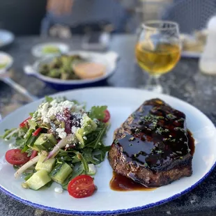 Blackened Ribeye and cucumber salad