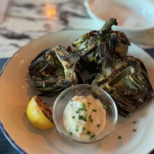 The gorgeous grilled artichokes