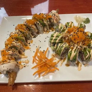 Bubba roll to left Fuji roll on right
